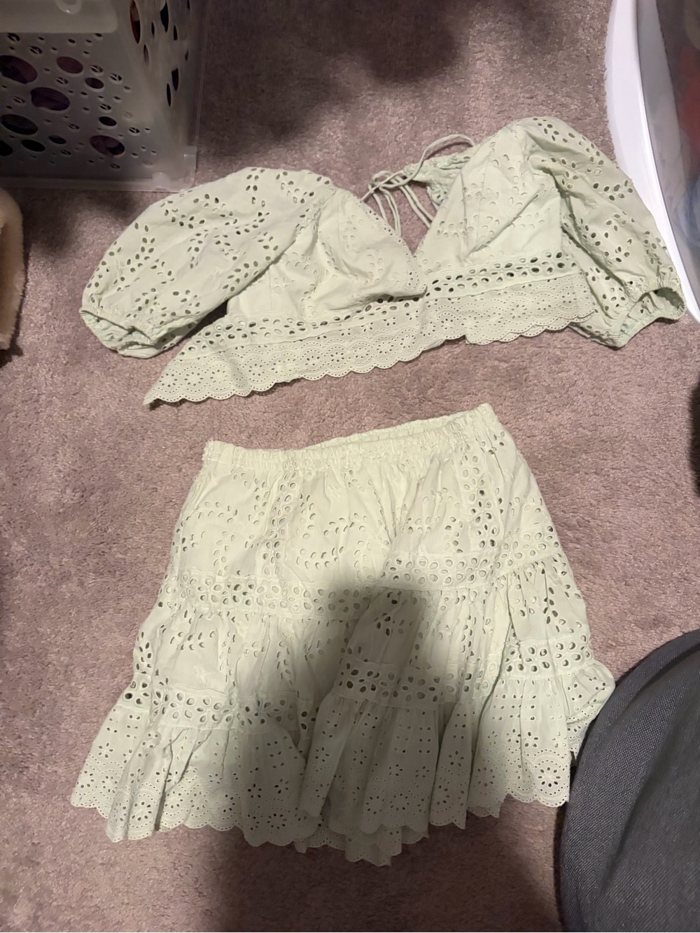 Altar'd State Sage Eyelet Tiered Skirt